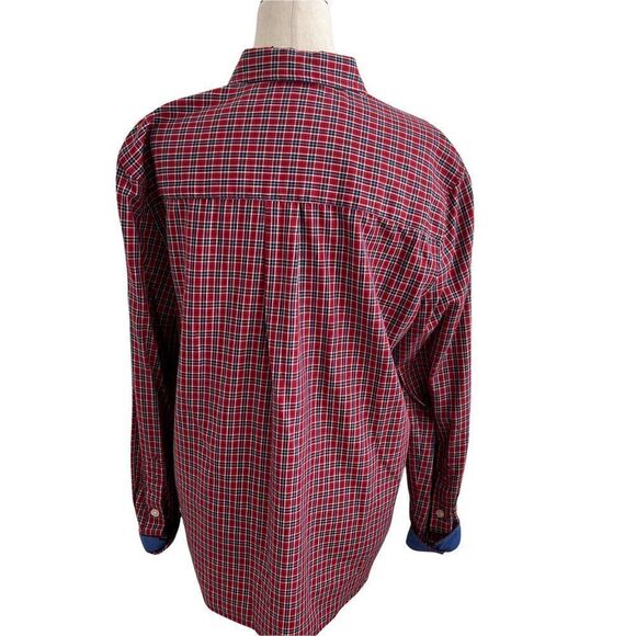 Liz Claiborne Liz Sport Red + Blue Cotton Plaid Long Sleeve Button Down Shirt M - Picture 5 of 8
